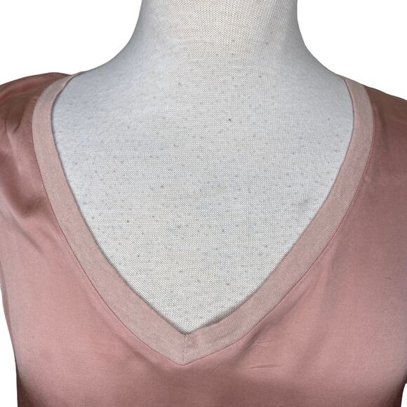 NATION LTD June Sateen V Neck Top in Latte Pink Size Small - Picture 5 of 14